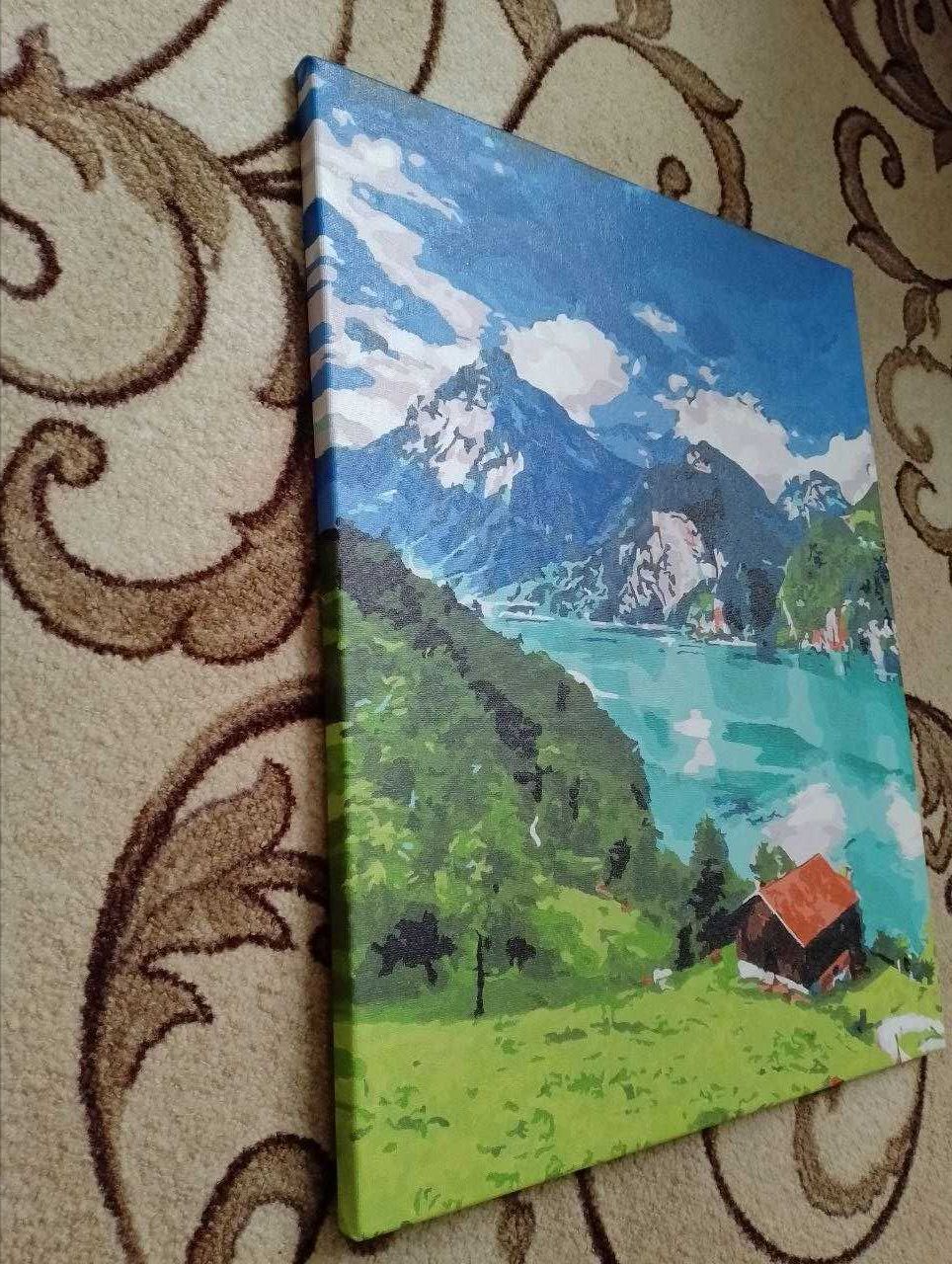 Картина холст домик у озера 40*50см