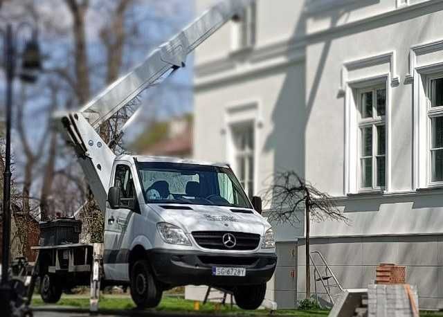 Podnośnik koszowy 21 m, Zwyżka Kraków,  wynajem z operatorem, wycinka