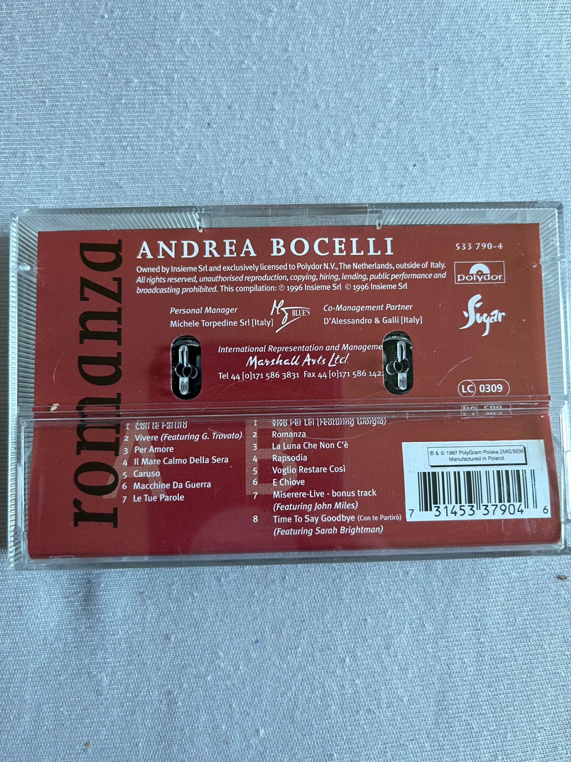 Andrea Bocelli romanza kaseta audio