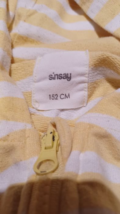 Swetr rozpinany biało żółty 152 sinsay