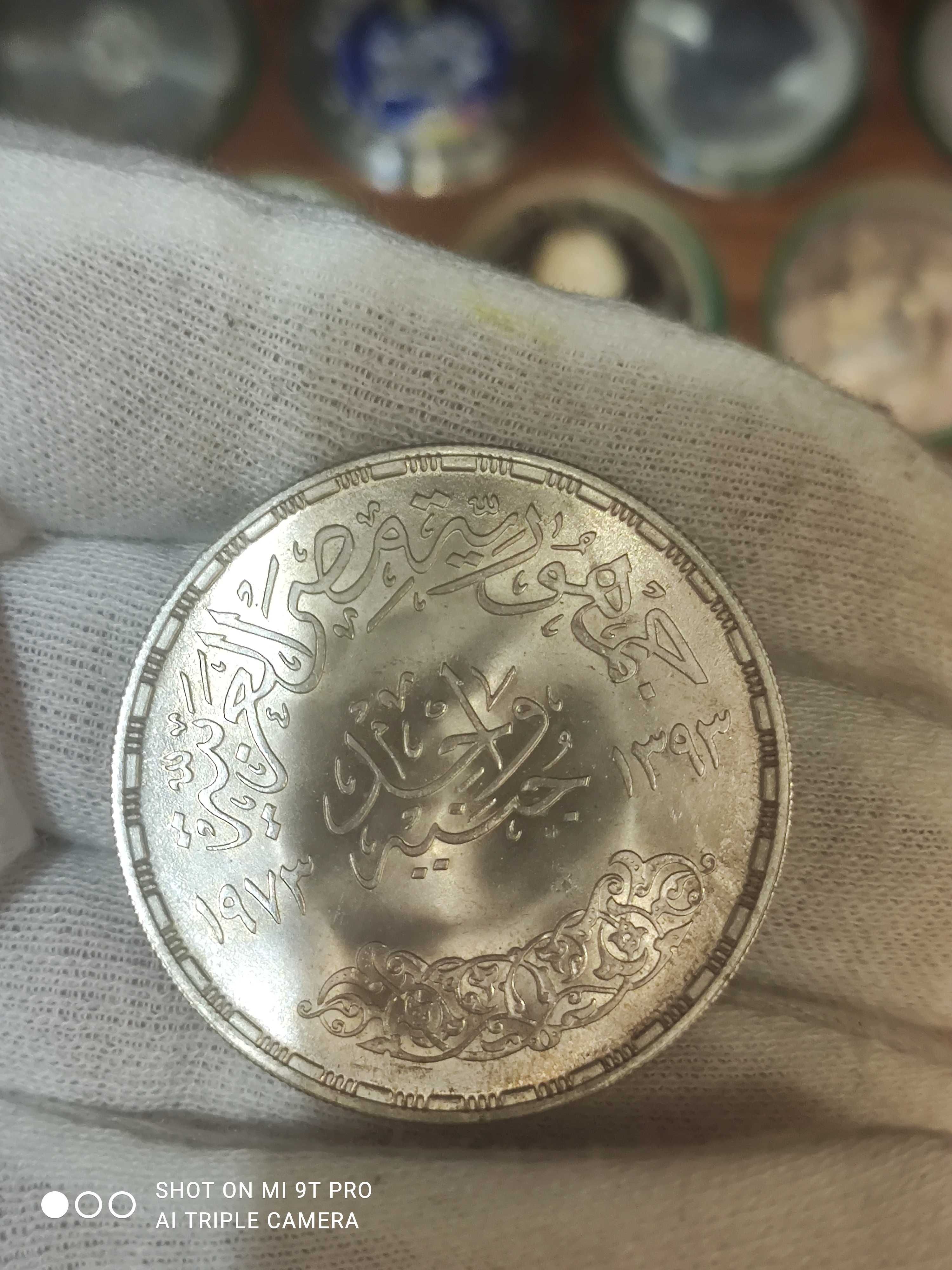Египет 1 фунт 1973г. асуанская дамба серебро