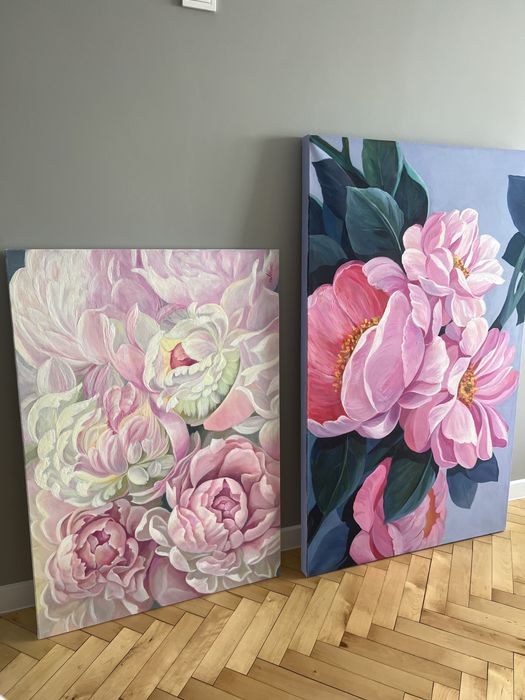 Велика картина квіти піони картина на заказ декор розпис