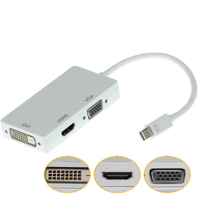 Thunderbolt Mini Display Port Para HDMI 4K DVI VGA