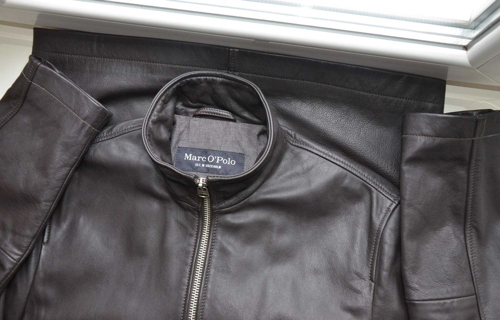 Мужская кожаная куртка Marc O'Polo 48 L M невысокий рост коричневая