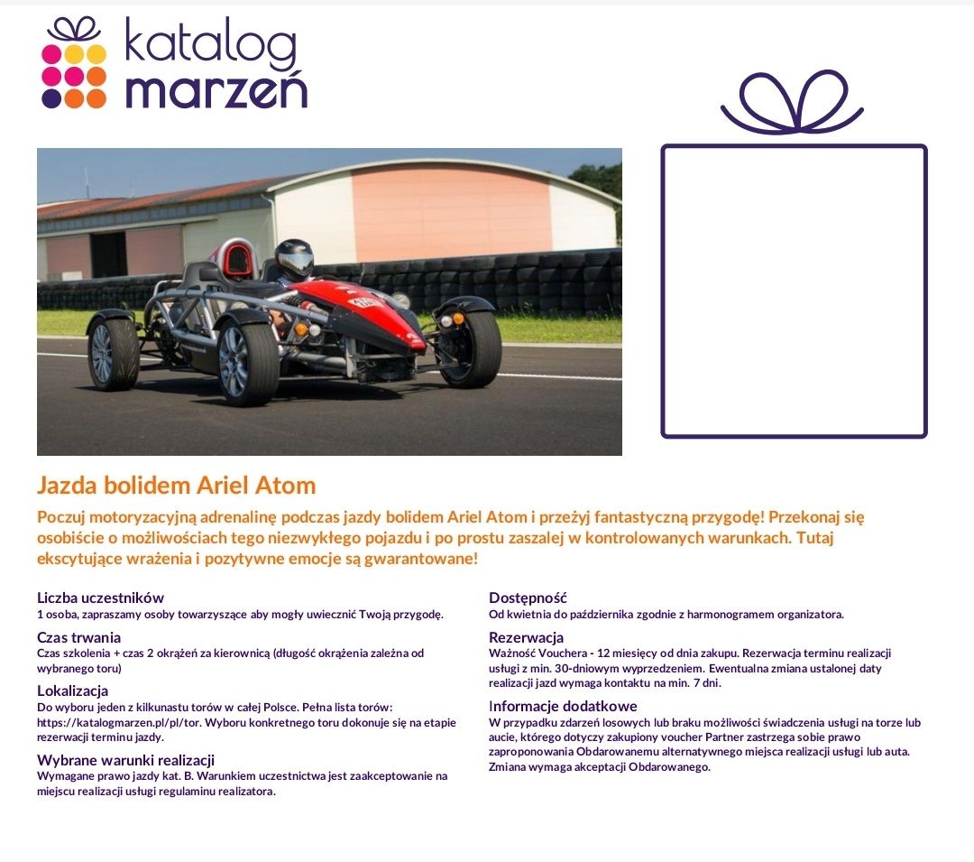 Jazda bolidem Ariel atom