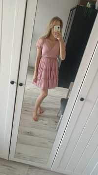 Różowa sukienka w groszki  tiulowa Boho M sheinbufki