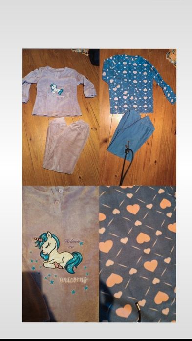 Pijamas polares, rosa e azul