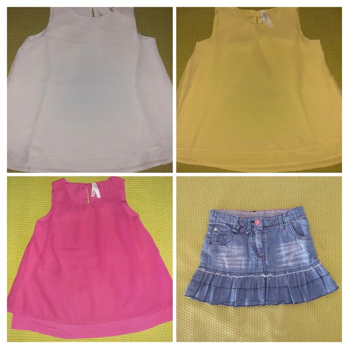Roupa verão 5-6anos (top, vestidos, saia, calções, biquínis)