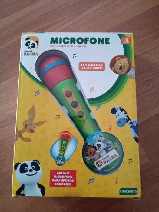 Microfone para cantar com melodias, sons, luzes, altifalante