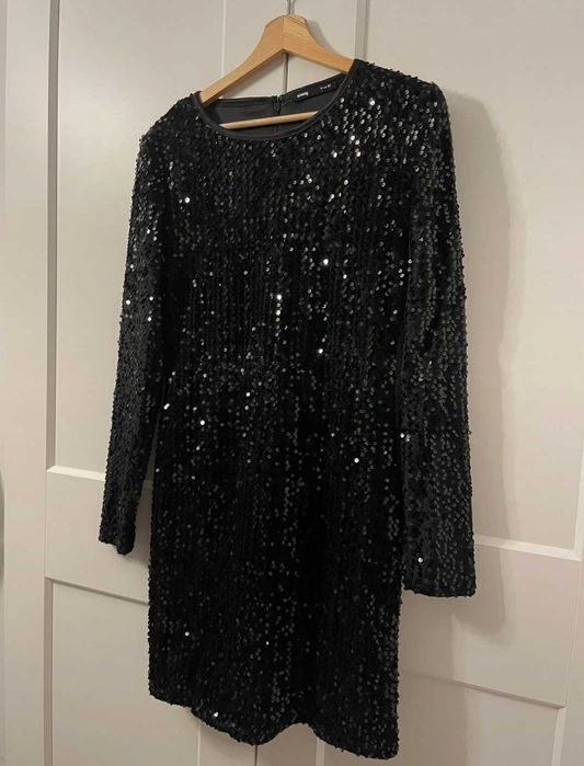 Cekinowa sukienka MIDI na sylwestra wesele imprezę L