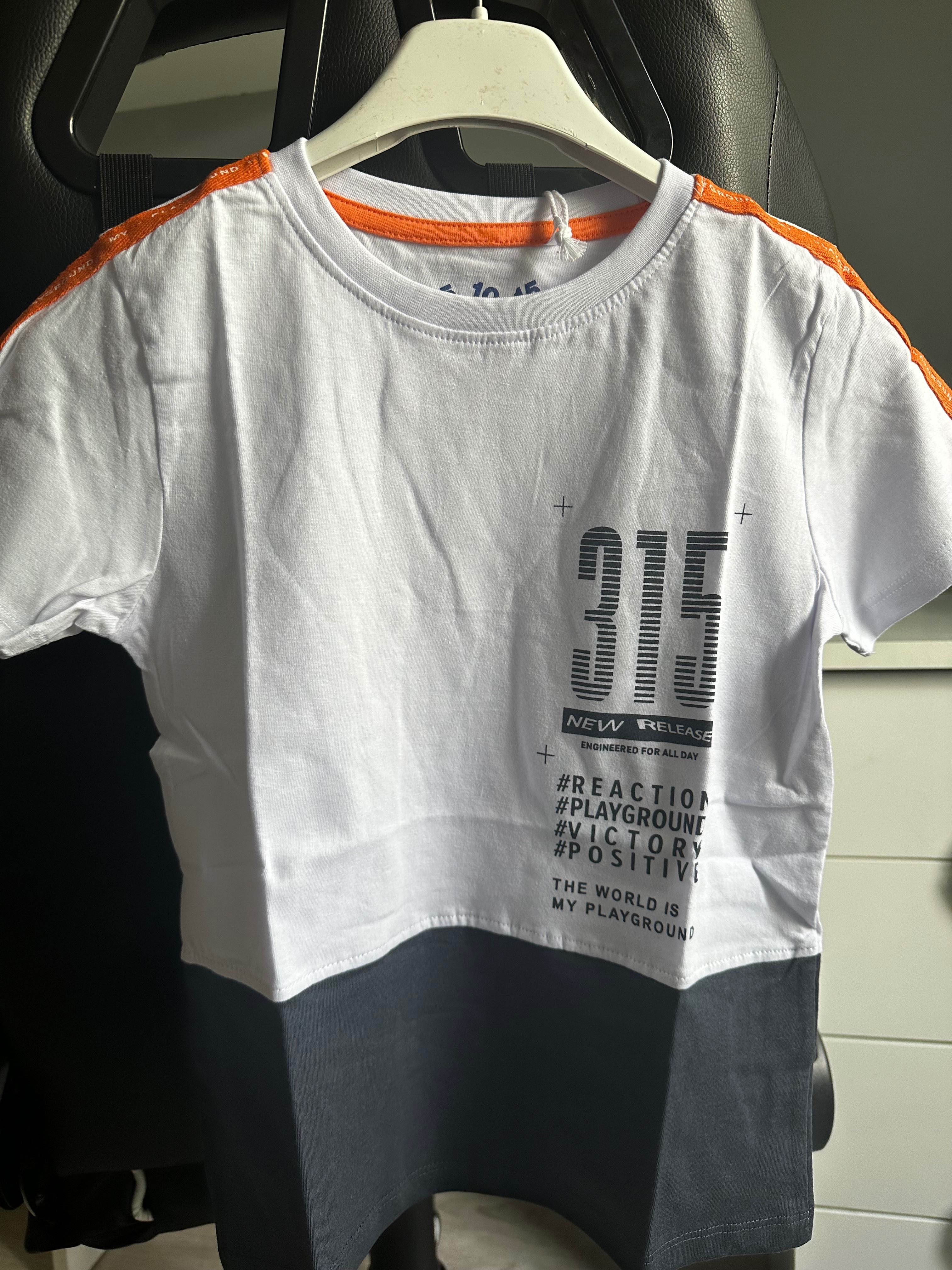 T-shirt biały chłopięcy rozmiar 116 z 5 10 15