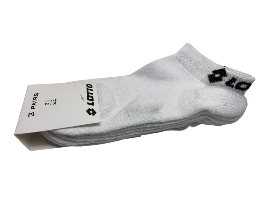 2672 Bawełniane Dziecięce Skarpetki Stopki Unisex Białe 3pak 31-34