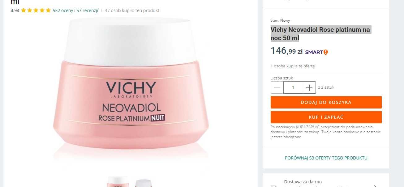 Vichy Neovadiol Rose platinum krem  na noc 50 ml