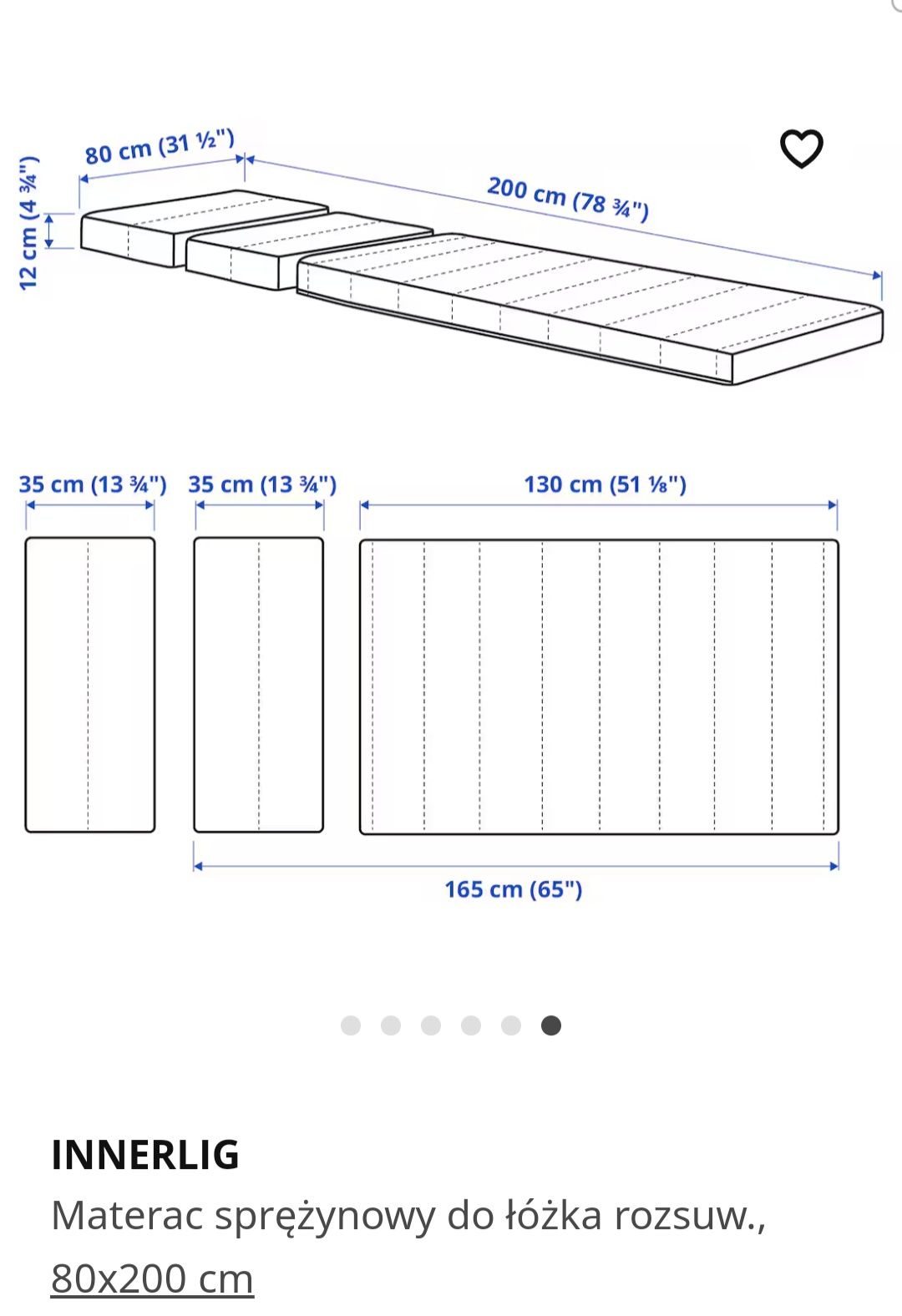 Materac do łóżka dziecięcego rosnącego IKEA INNERLIG