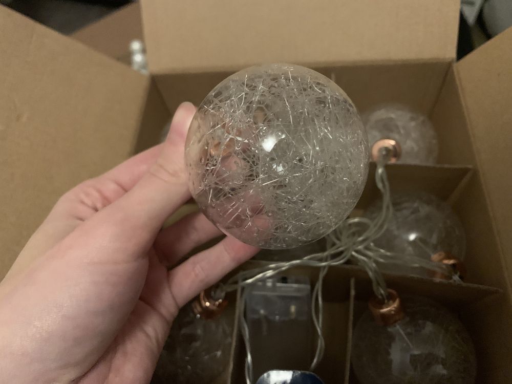 Lampki led cotton balls sopelki swiecace bombki szklane szron