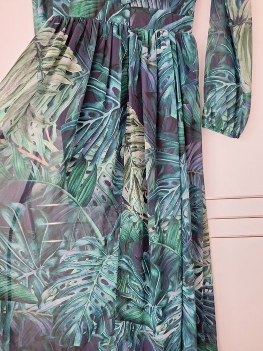 Sukienka maxi Roco 36, S zielona monstery wesele