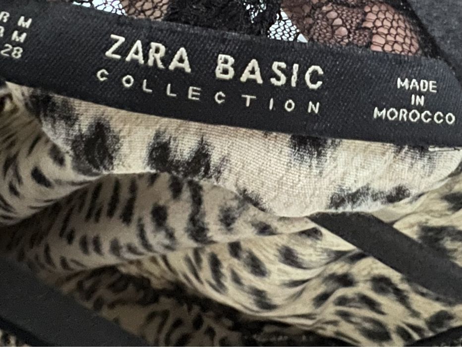 ZARA bluzka panterka cętki koronka wstawki 38 M
