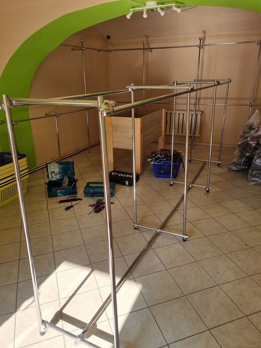 Wieszak stojak podwójny na ubrania wieszaki 400cm stojak regał gondola