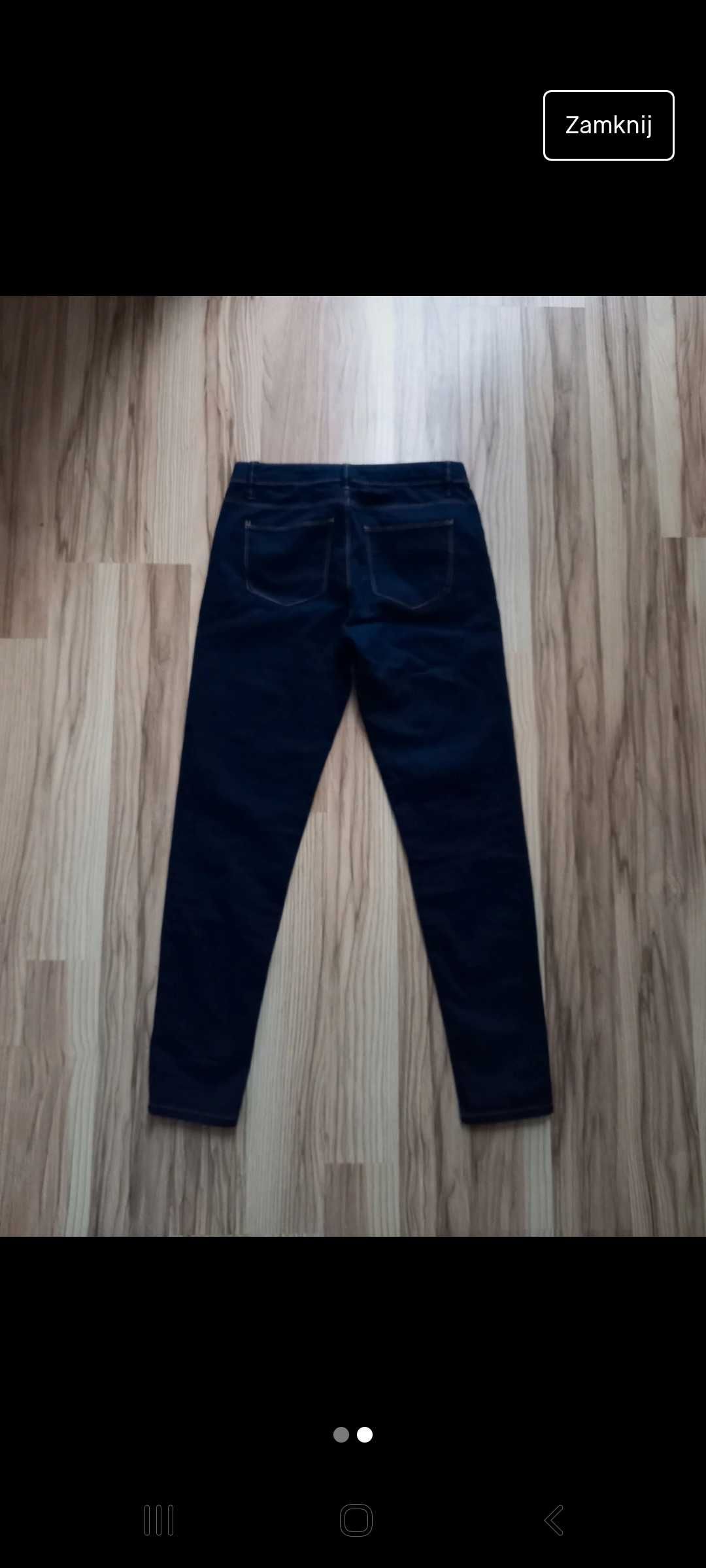 Granatowe dżinsy jeansy rurki cieńszy elastyczny materiał r 36 denim