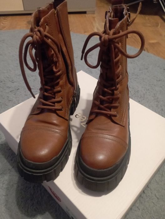 Workery damskie platforma brązowe 37