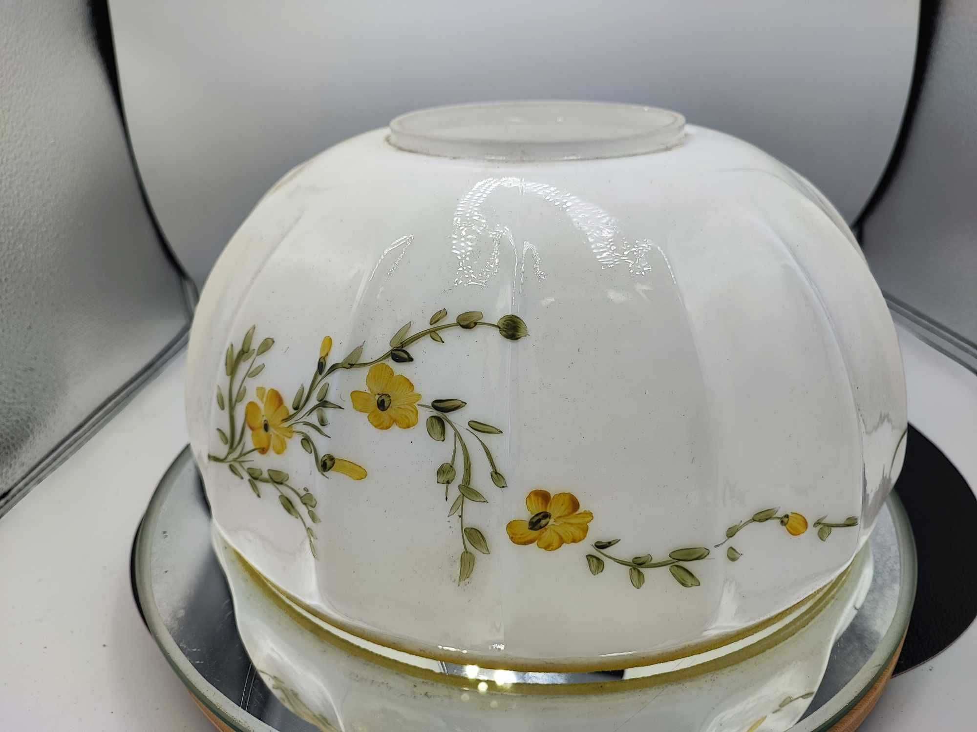Art deco klosz malowany w kwiaty do lampy,śr.montażowa 13 cm.