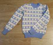 Sweter dziecięcy vintage z lat 70 beżowo-niebieski