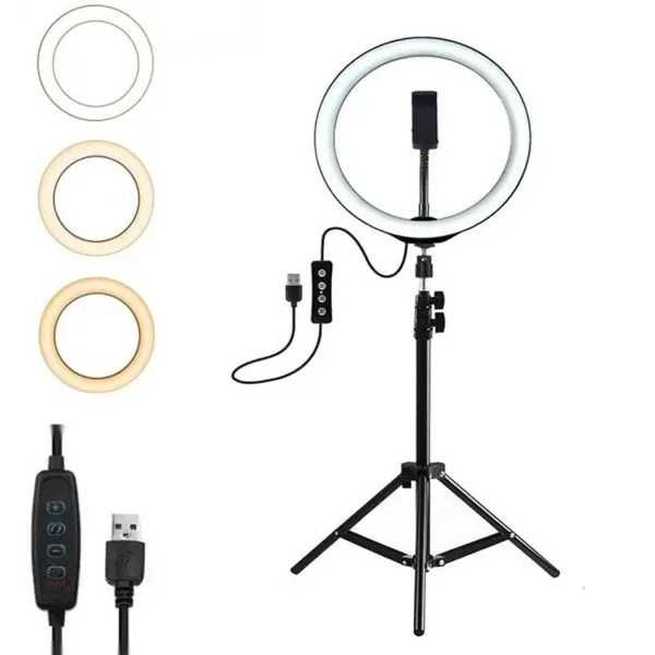 Світлодіодна кільцева LED лампа -30 см у діаметрі з пультом + штатив.