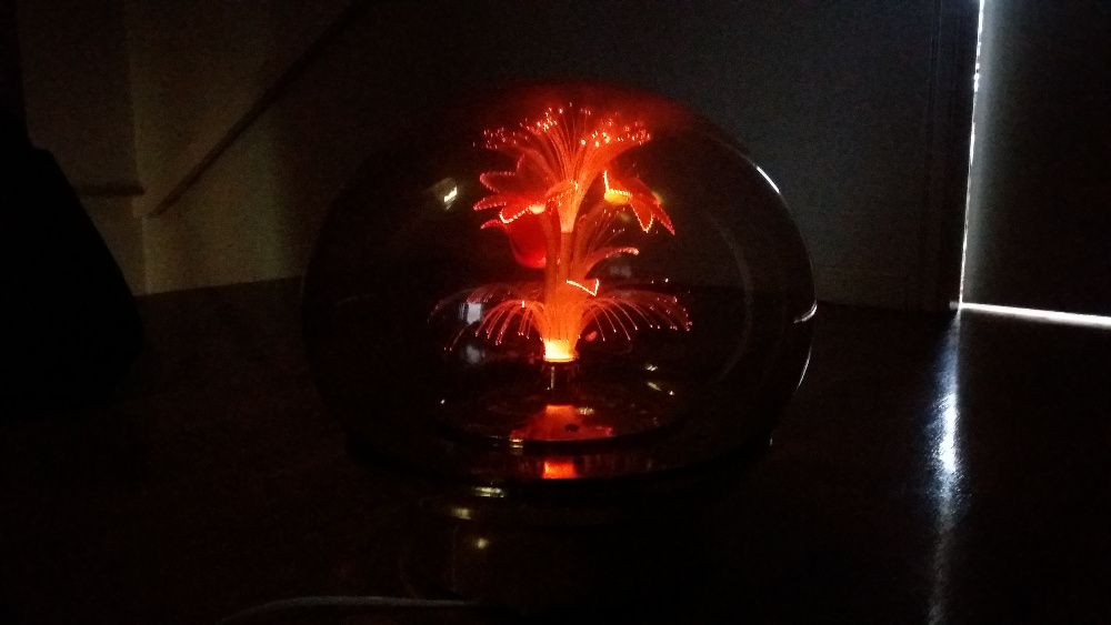 Candeeiro de flores e fibra óptica retro vintage