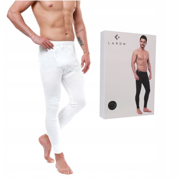 KALESONY MĘSKIE Białe Bawełniane Ciepłe Getry na Zimę MORAJ - XXL