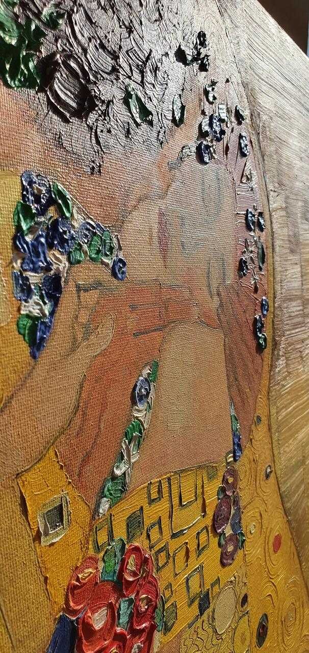 Gustav Klimt "Pocałunek" - Obraz olejny, wymiary 100x100, na płótnie