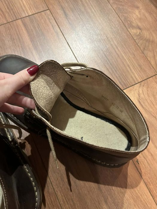 Skórzane brązowe półbuty męskie 46, eleganckie trzewiki