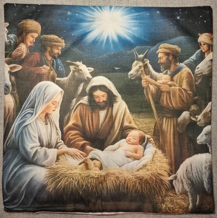 Komplet 4 świątecznych poszewek z plótna