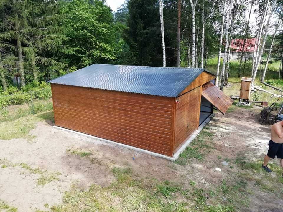 Garaż drewnopodobny 6x5, 6x6, garaże blaszane profil zamknięty, wiaty