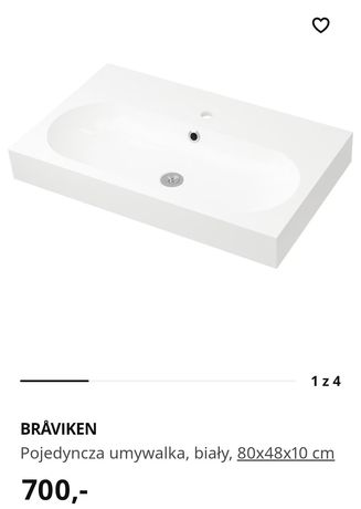 IKEA BRAVIKEN BRÅVIKEN Pojedyncza umywalka, biały, 80x48x10 cm