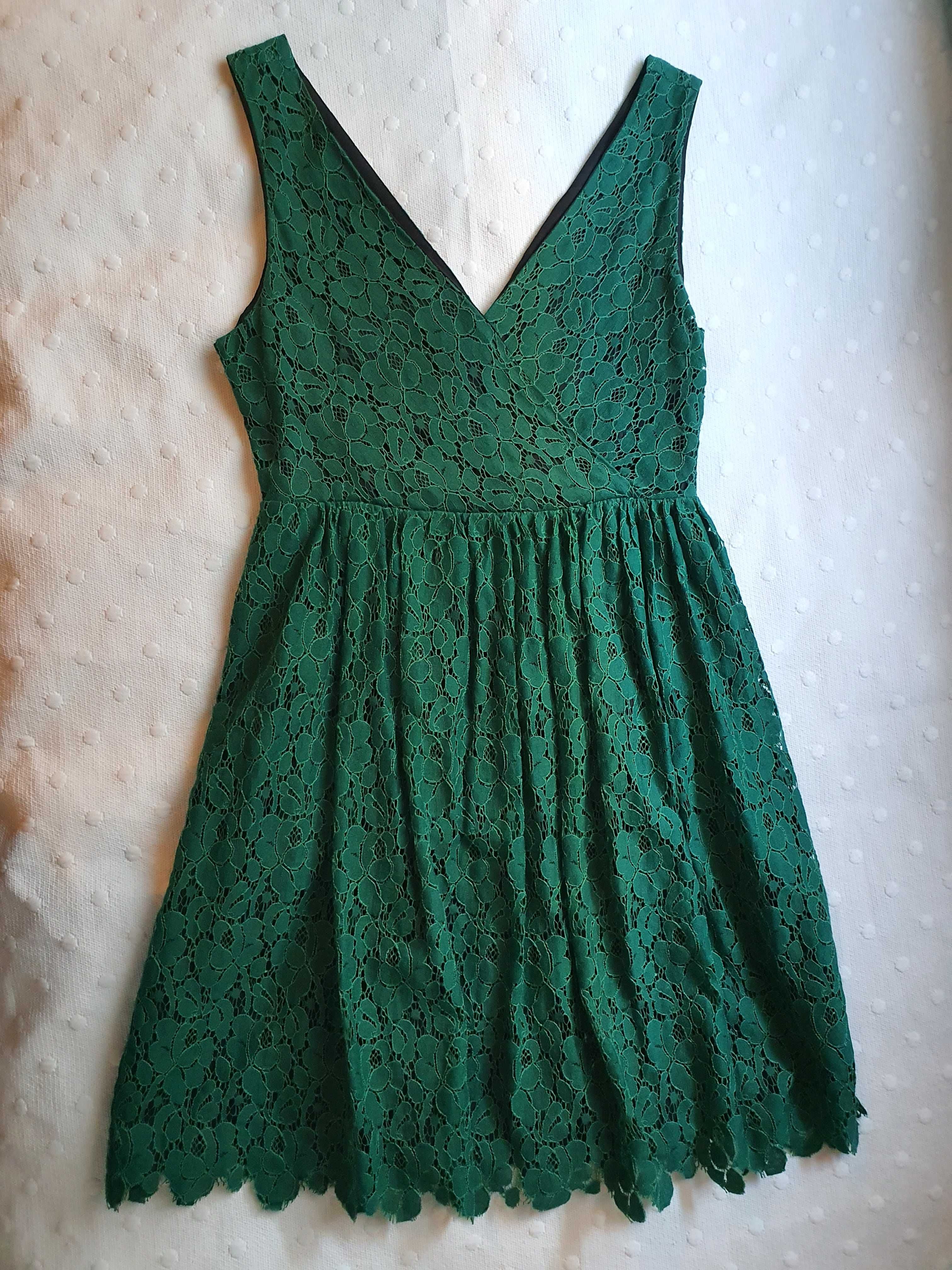 Vestido verde de renda Zara