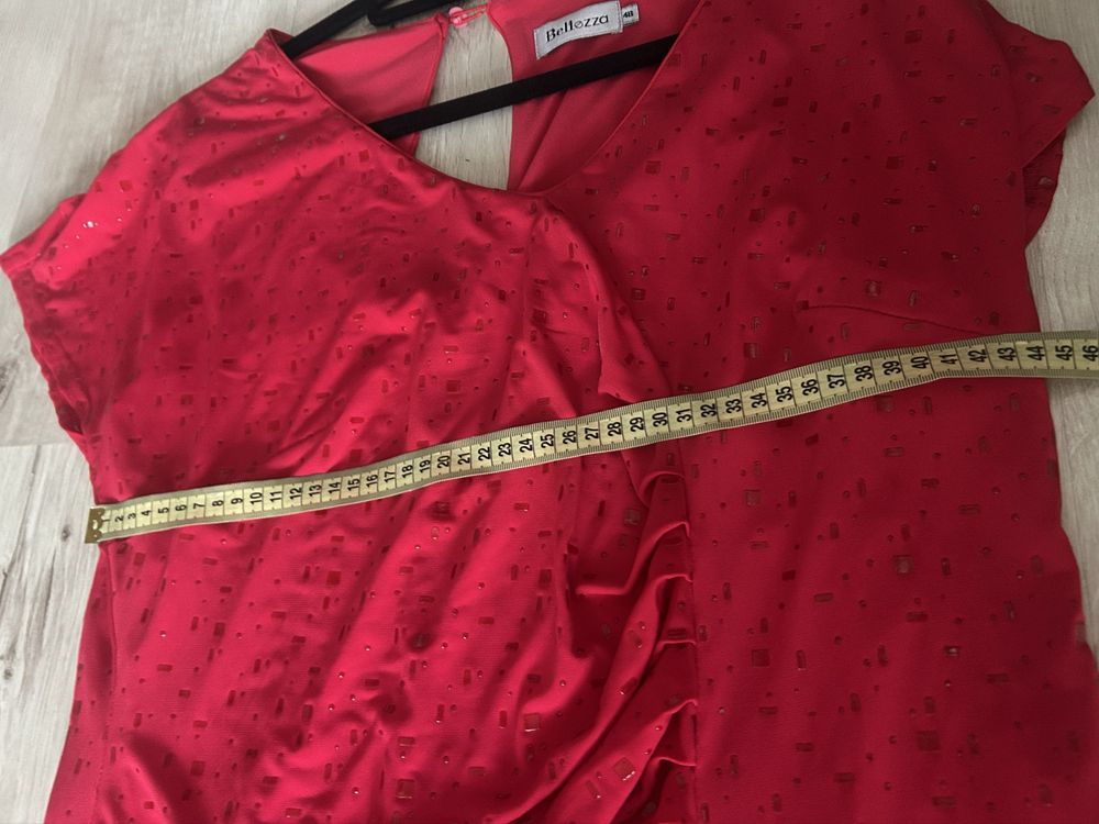 Czerwona elegancka sukienka plus size 48 Bellezza