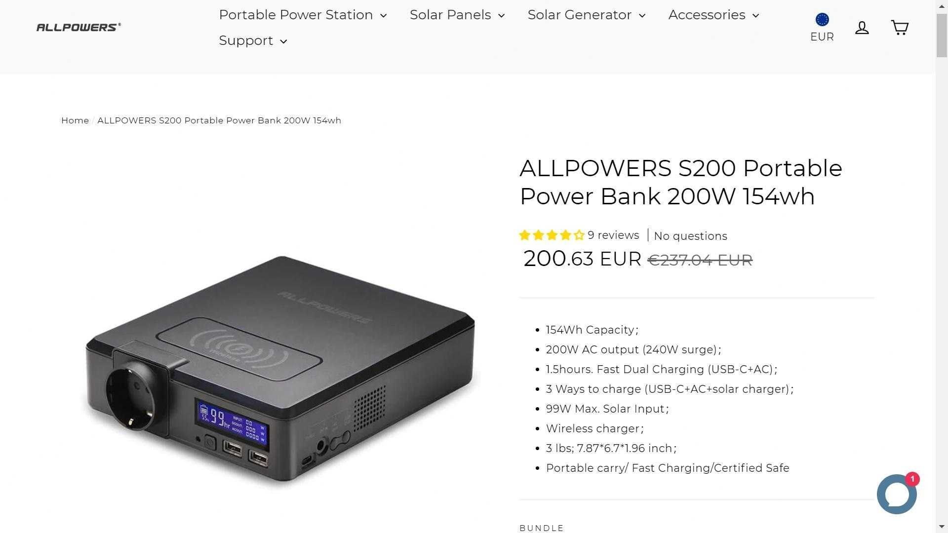 Allpowers s200 stacja zasilania elektrownia 220v powerbank