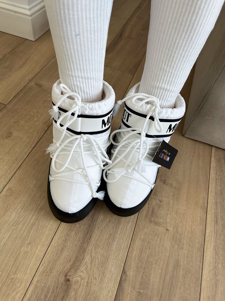 Biało czarne czarno białe buty śniegowce zimowe moon boot 36/38