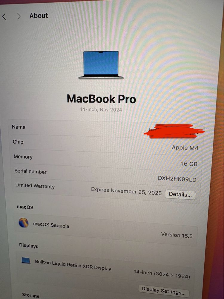 MacBook Pro 14” Silver (M4, 16GB RAM, 512GB SSD) Gwarancja 25.11.2025