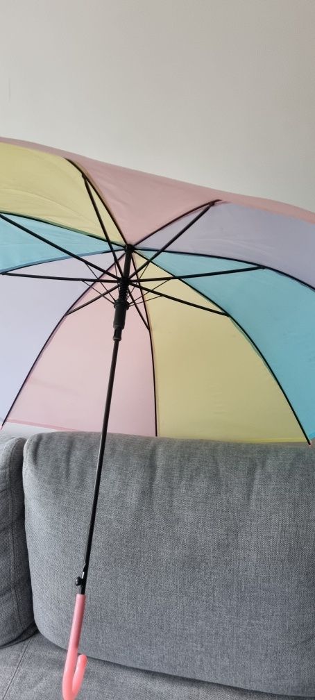 kolorowa pastelowa tęczowa parasolka parasol dla dziewczynki  deszcz