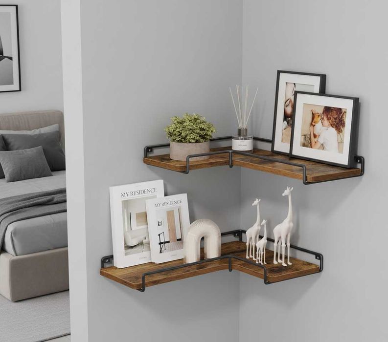 Półki Narożne Wiszące Zestaw 2 LOFT Vintage Ścienne 29x40 NOWE PREMIUM