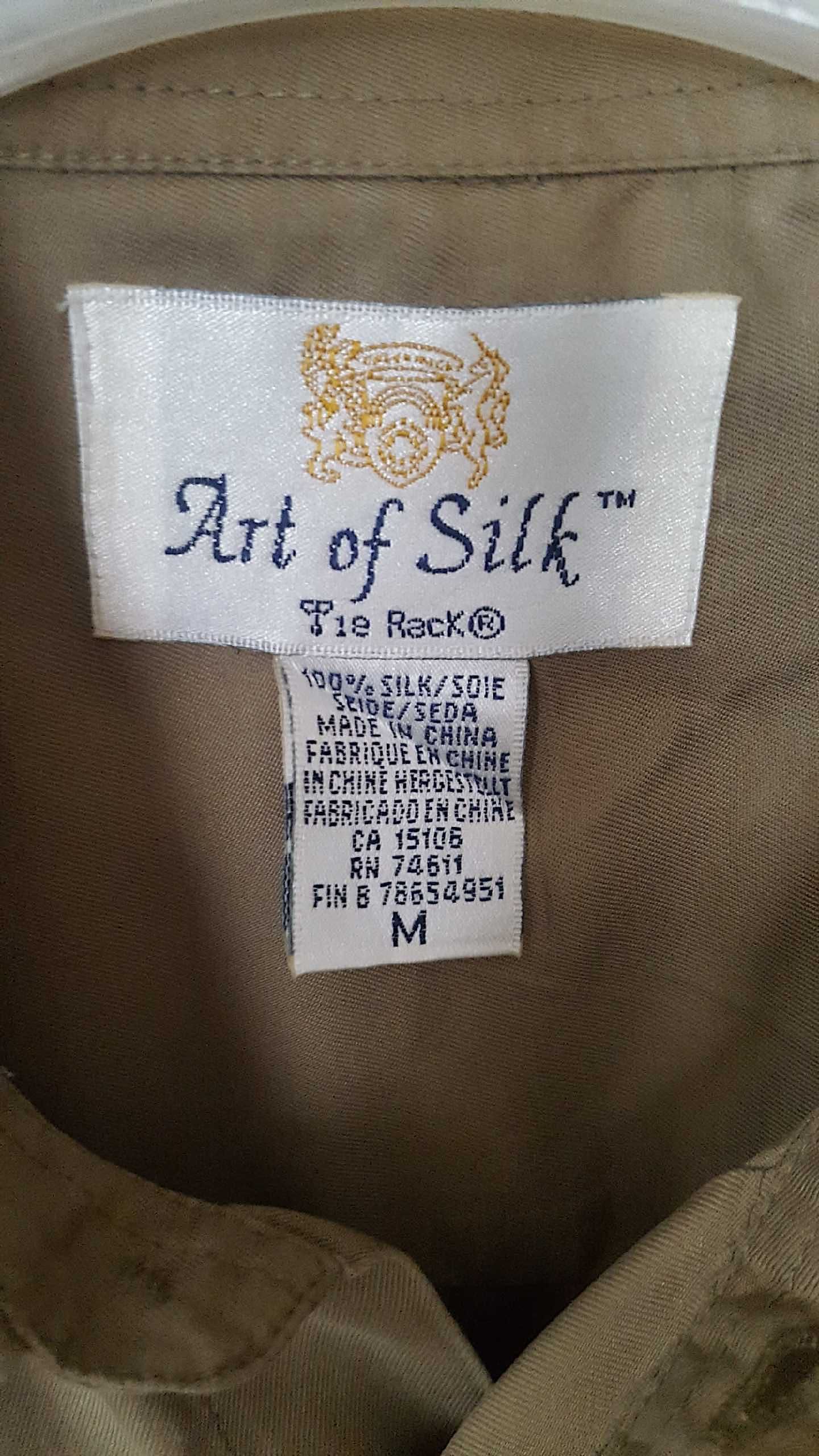 Art of Silk__Koszula męska jedwabna khaki__M    /100% silk