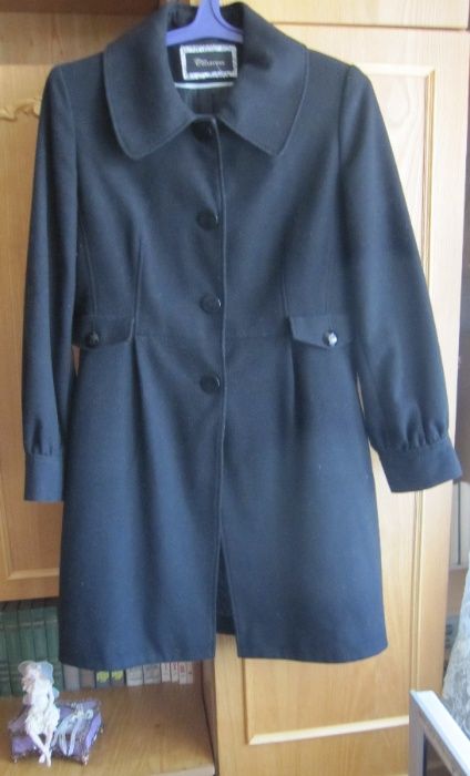 Элегантное женское черное пальто демисезонное размер 48-50