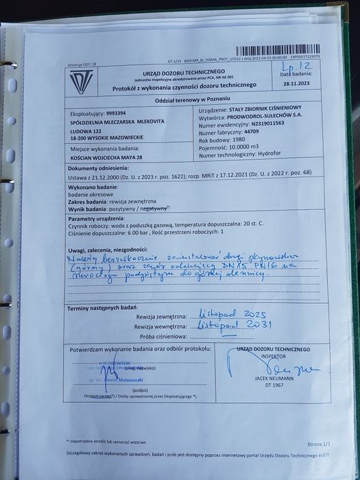 Zbiornik stalowy ciśnieniowy 10m3 bufor asenizacjia itp