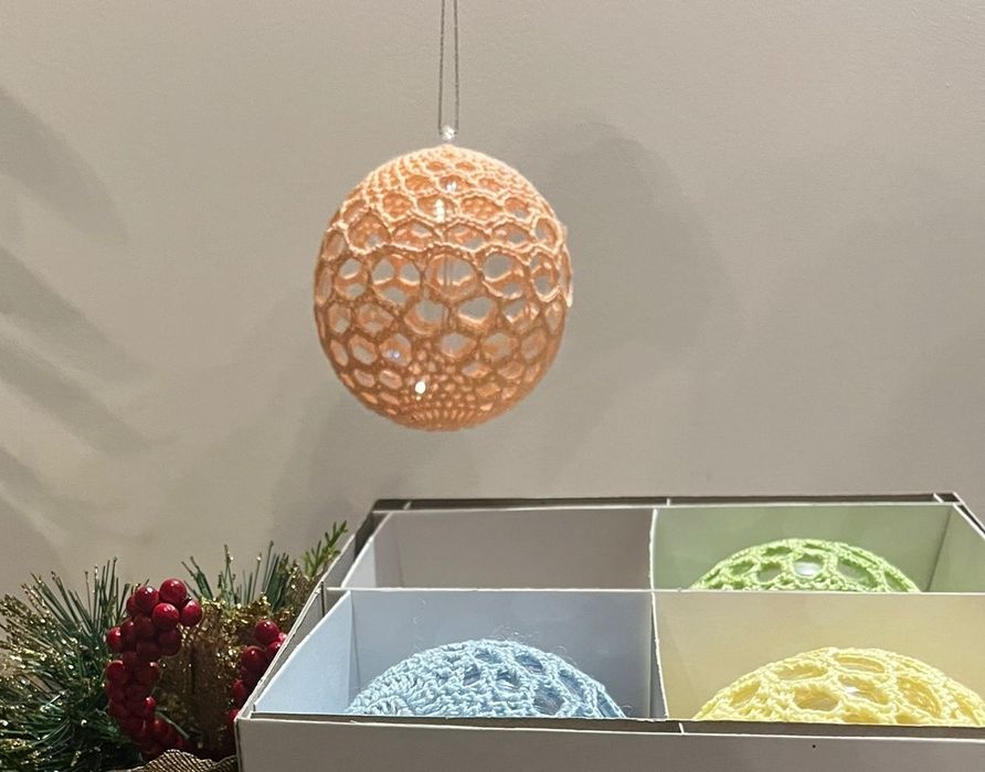 Bombki na choinkę 8 cm własnoręcznie wyszydełkowane