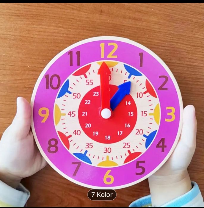drewniany zegar do nauki  godzin TYLKO RÓZOWY !