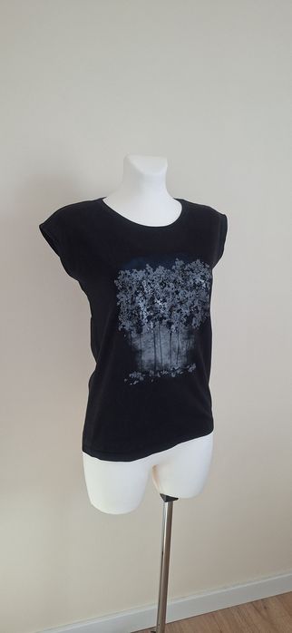 Bluzka koszulka t-shirt krótki rękaw kolor czarny Reserved rozm. XS