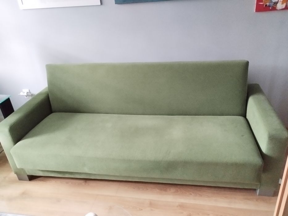 Kanapa sofa tapczan rozkładany z funkcją spania zielony