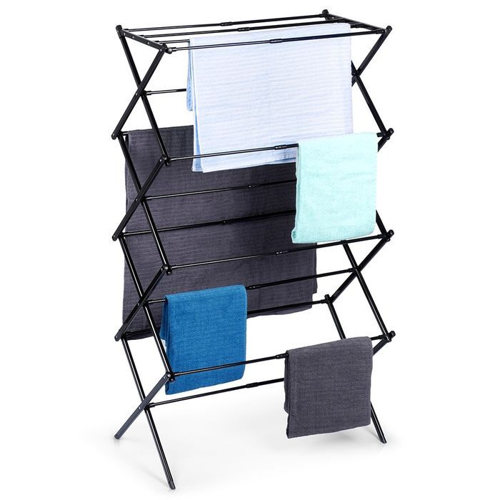 Suszarka na pranie metalowa czarna pionowa rozsuwana 43-75x37,5x139 cm