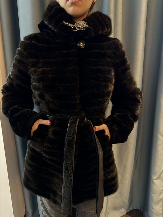 Шуба мутон + норка